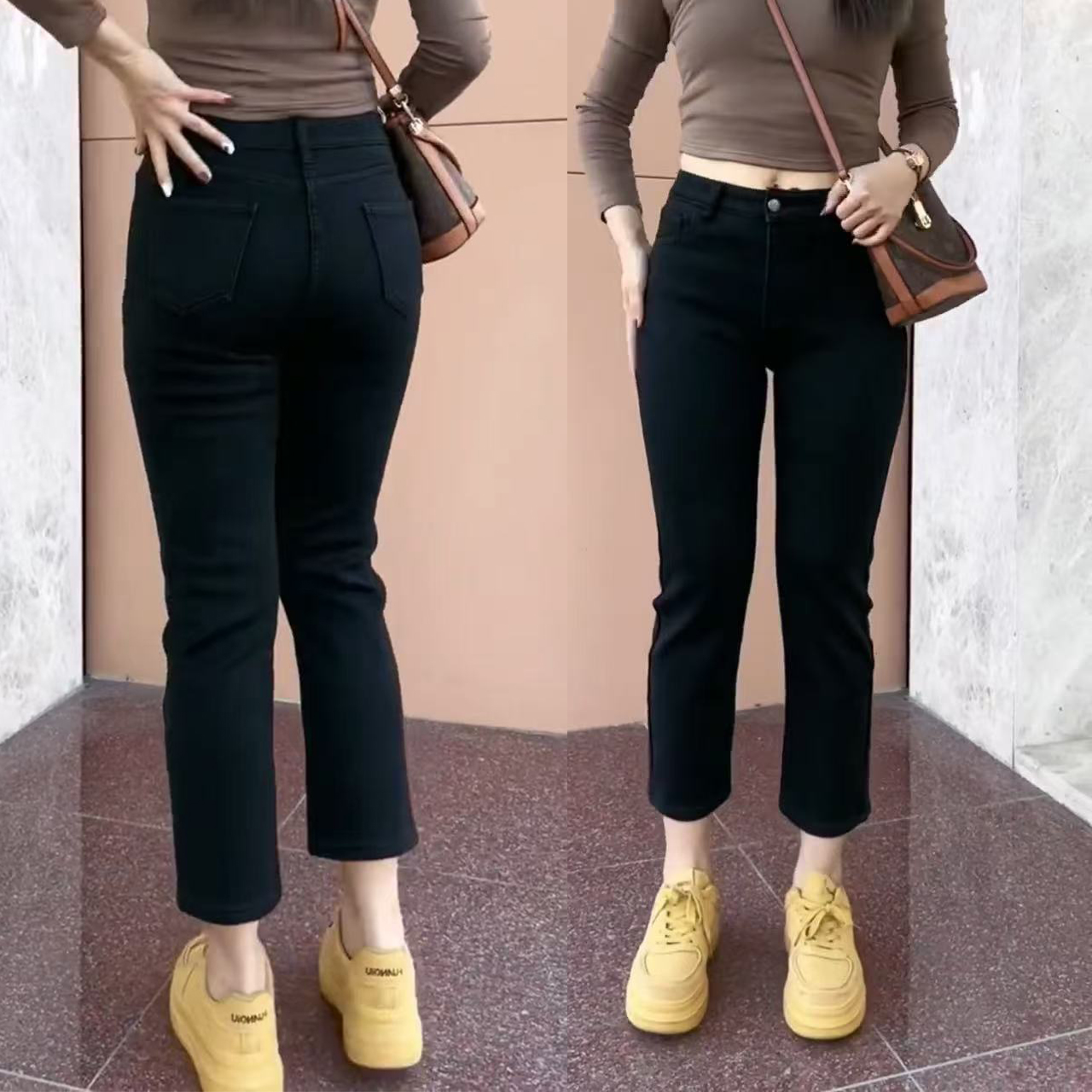 秋季新款大码直筒牛仔裤女弹力高腰显瘦微胖妹妹裤子女款胖mm显瘦