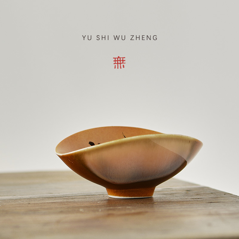 日式手作苏打烧粗陶茶则功夫茶道配件茶荷仿古陶瓷月牙形茶勺家用