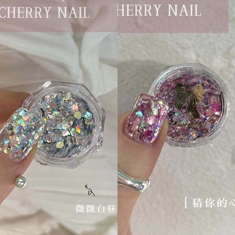 美甲亮片夏天的记忆破碎星芒系列爆闪镭射韩式指甲贴片小红书同款