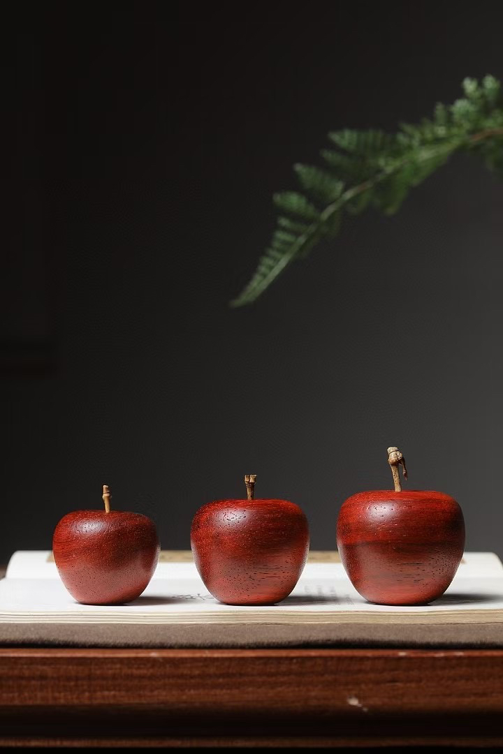 红花梨木苹果摆件木雕红木平安果家居客厅电视柜工艺品乔迁送礼