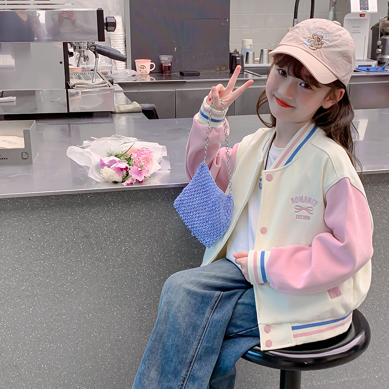 女童外套秋装2025新款洋气儿童棒球服春秋款小女孩运动秋季上衣潮