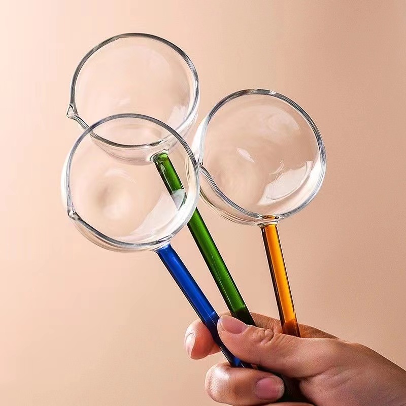 彩色长柄玻璃勺高硼耐高温创意玻璃甜品勺子