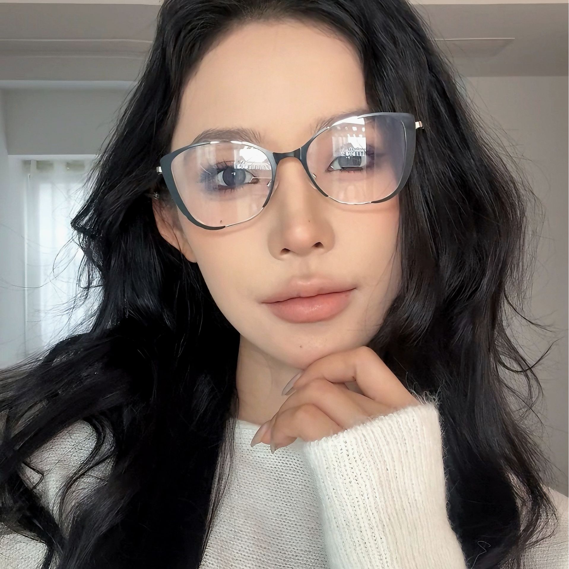 复古金属猫眼素颜金丝边眼镜度数近视平光欧美风辣妹方圆脸显瘦女