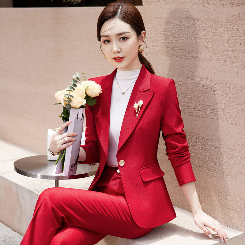 红色西装套装女2025秋冬新款时尚职业气质女神范高端小西装女外套