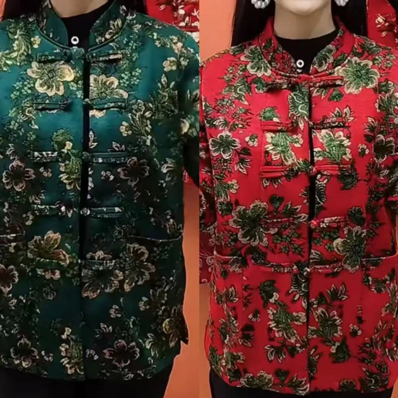 秋冬新款立领双兜加绒妈妈开衫