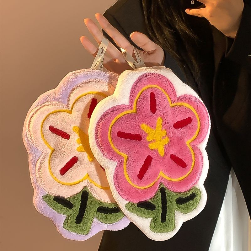 有钱花可爱擦手巾挂式厨房卫生间浴室吸水速干抹手巾加厚珊瑚绒