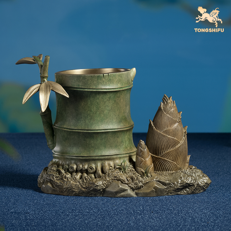 铜师傅 《节节高升》客厅书房笔筒铜摆件 家居装饰工艺品