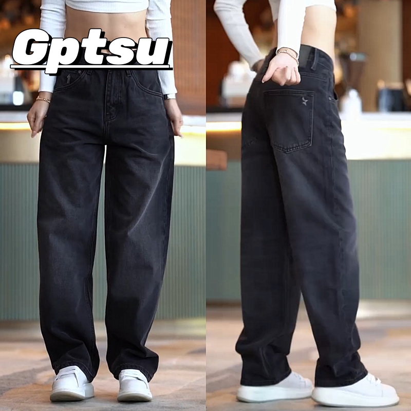 GPTSu秋冬新款美式复古阔腿牛仔裤男潮流宽松痞帅百搭休闲直筒裤