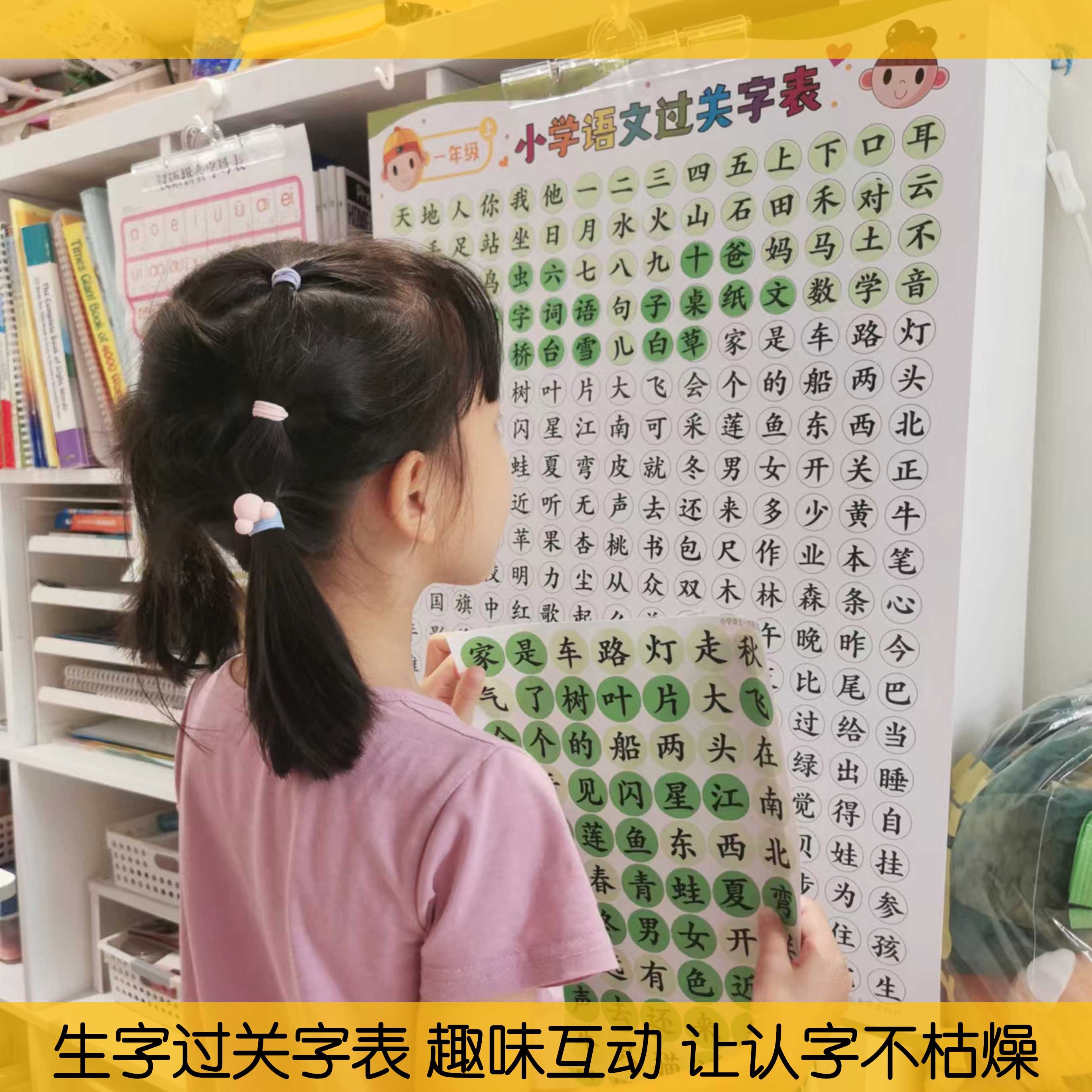 2025人教新版小学语文过关生字表识字表认字挂图不干胶1-5年级