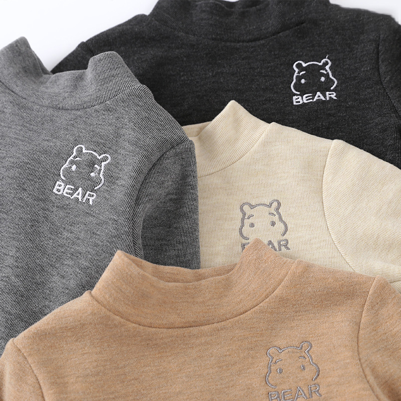 儿童秋冬2025新款男女童半高领保暖内搭上衣长袖T恤绵羊绒打底衫