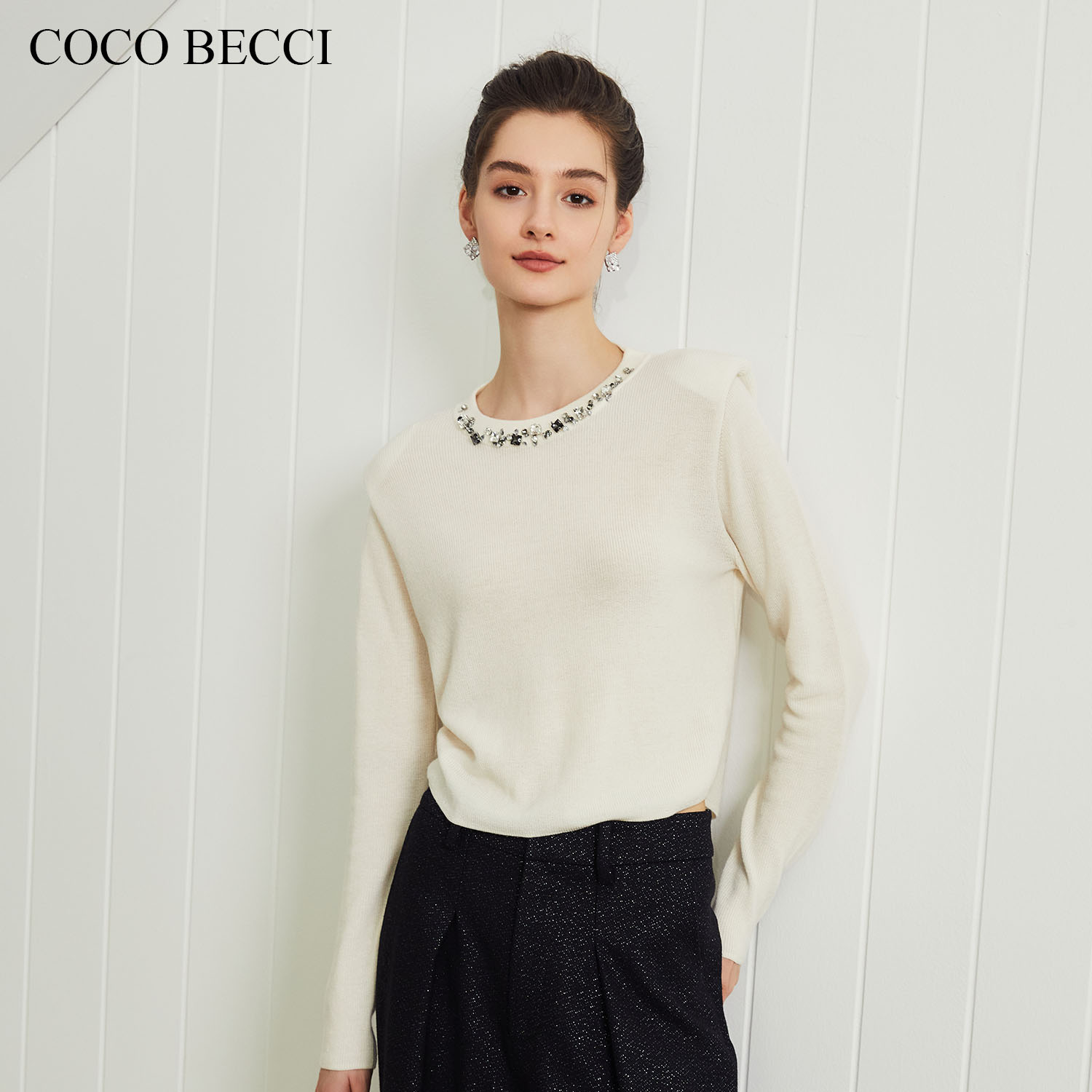 COCO BECCI【闪闪毛衣】设计感钉珠上衣YT24YW300010