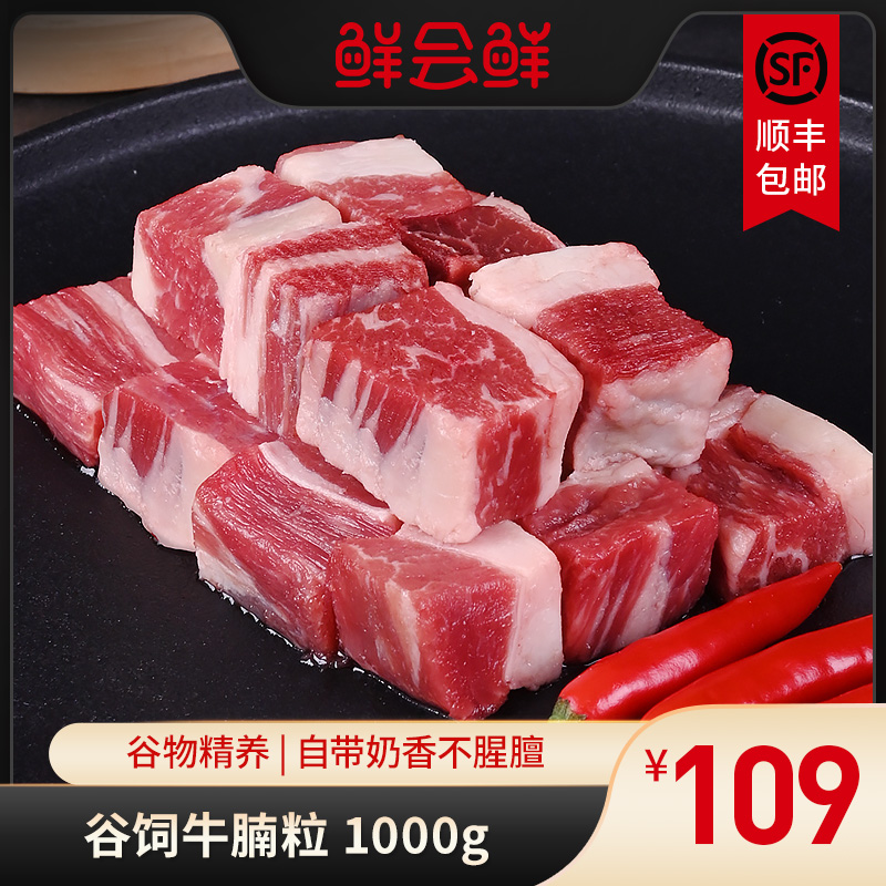 澳洲/美国进口精选级原切谷饲安格斯牛腩粒烧烤牛肉块牛肉粒1kg