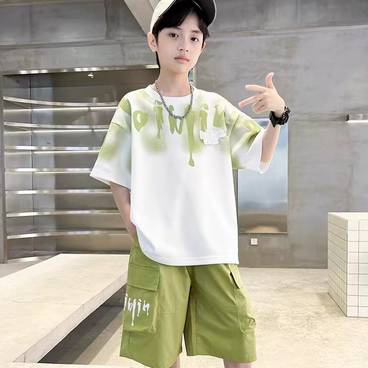 男童夏季套装2025新款夏装短袖中大儿童男孩洋气薄款痞帅炸街3115