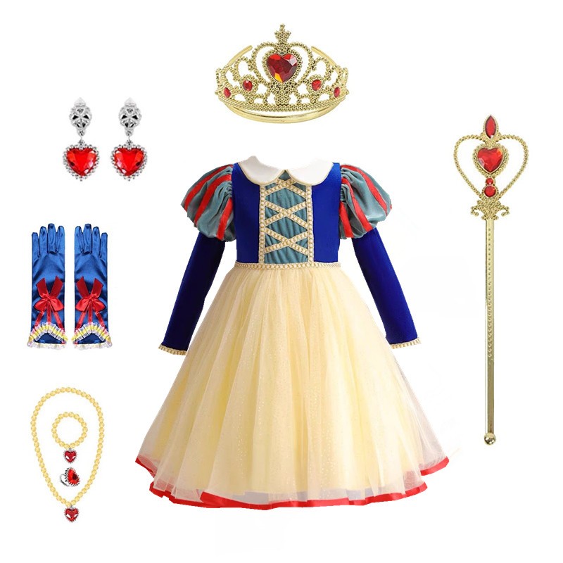 白雪公主裙女童2025新款秋季儿童加绒连衣裙冬款宝宝生日礼服裙子