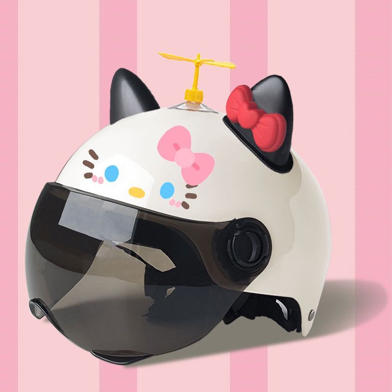 3C认证电动车头盔女竹蜻蜓成人夏季防晒可爱男HelloKittyKT小风车