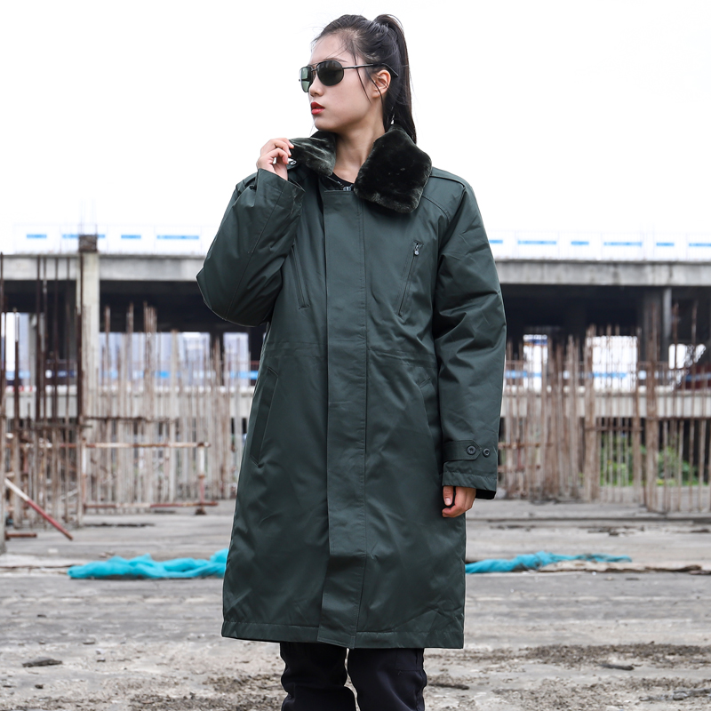 冬季加长加厚防风防雨防寒内胆帽子毛领可以拆卸军大衣 棉服 男女