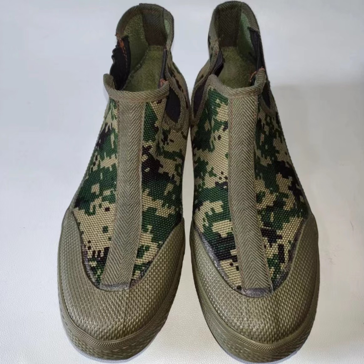 新款高帮迷彩解放鞋男女一脚蹬耐磨防滑高腰帆布劳保解放鞋