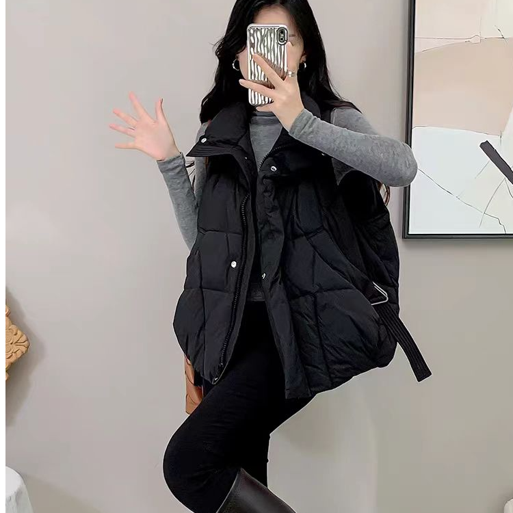 冬季复古百搭纯色马夹外穿羽绒简约气质韩版立领羽绒马甲女短款