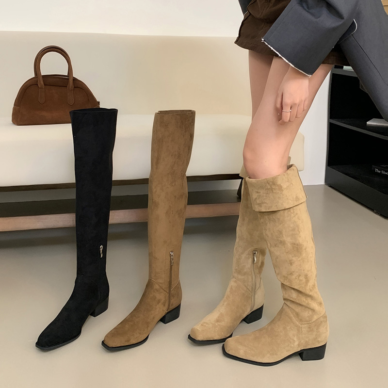 一靴多穿！粗跟过膝靴子长筒靴长靴2024新款秋冬堆堆骑士马丁靴
