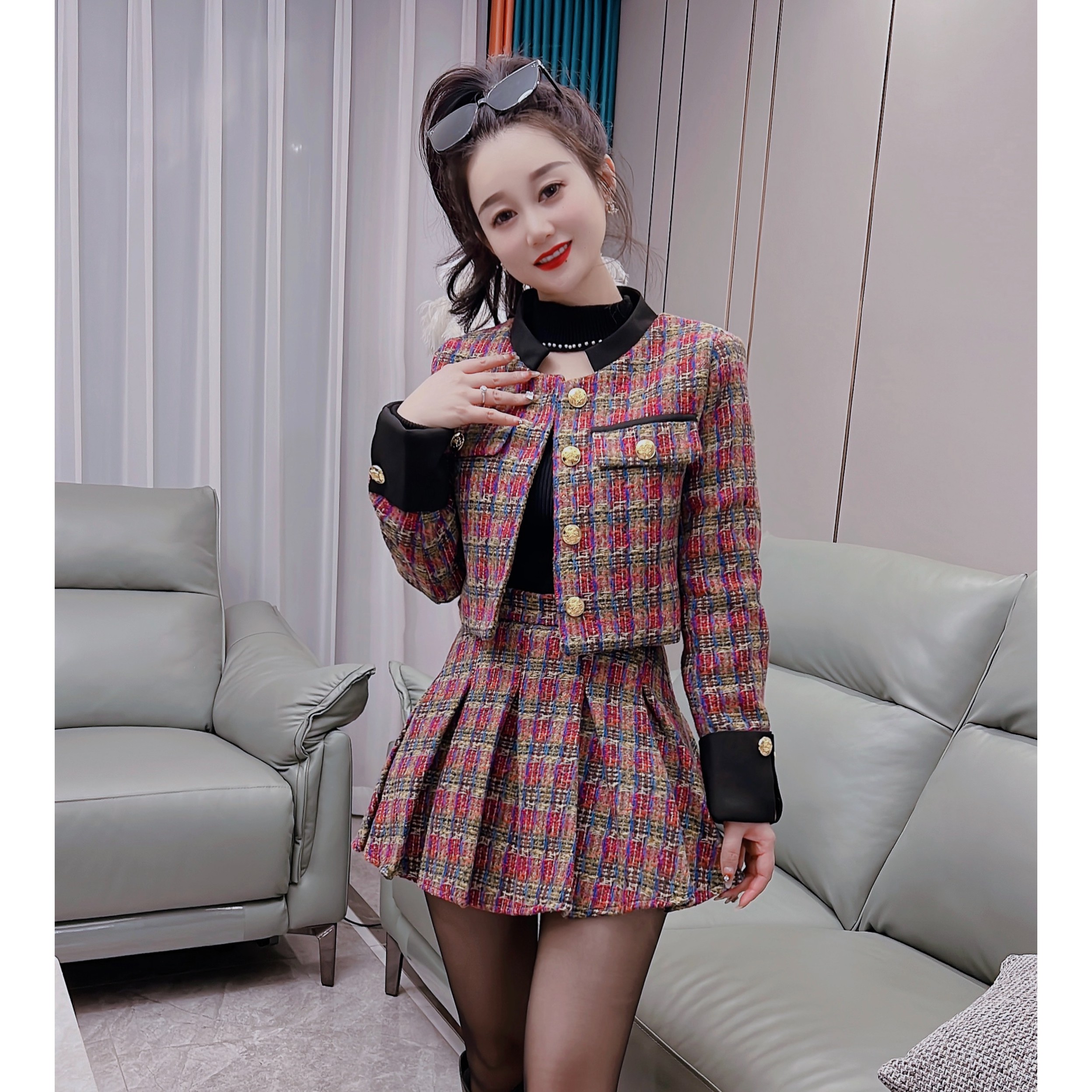 秋冬女外套两件套小香风套装新款洋气显瘦小个子高级新款潮牌女装