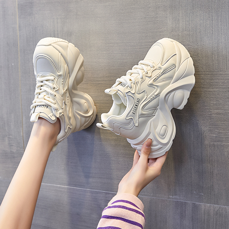 艾格鸟[无形增高10-12cm]小个子新款老爹鞋2025鞋厚底内增高女鞋