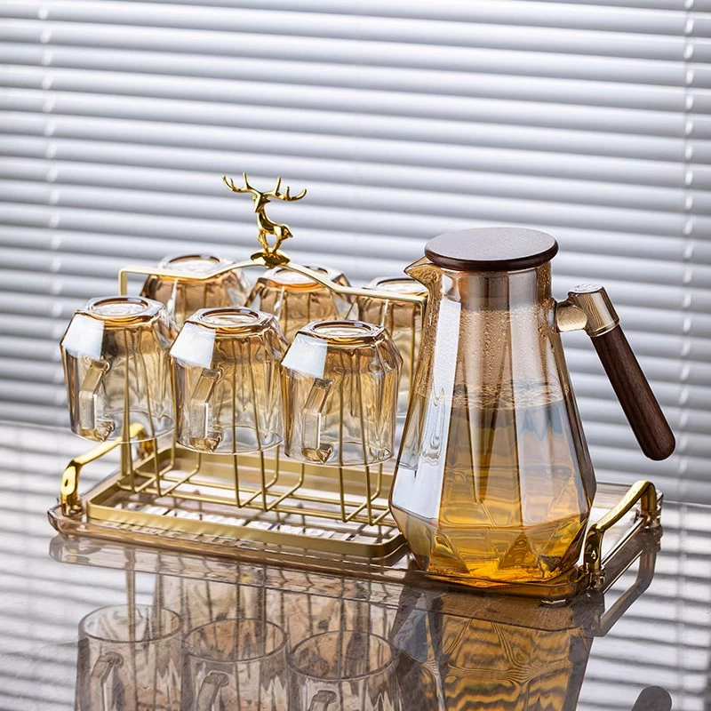 茶具玻璃杯茶杯透明家用冷水壶凉水壶水具网红大容量喝水杯耐热