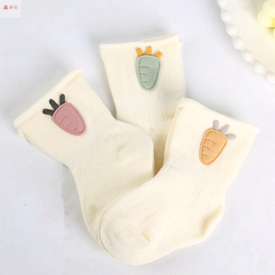 新生儿宝宝袜子婴幼儿袜子纯色透气0-1岁秋冬袜子宽口防掉不勒脚