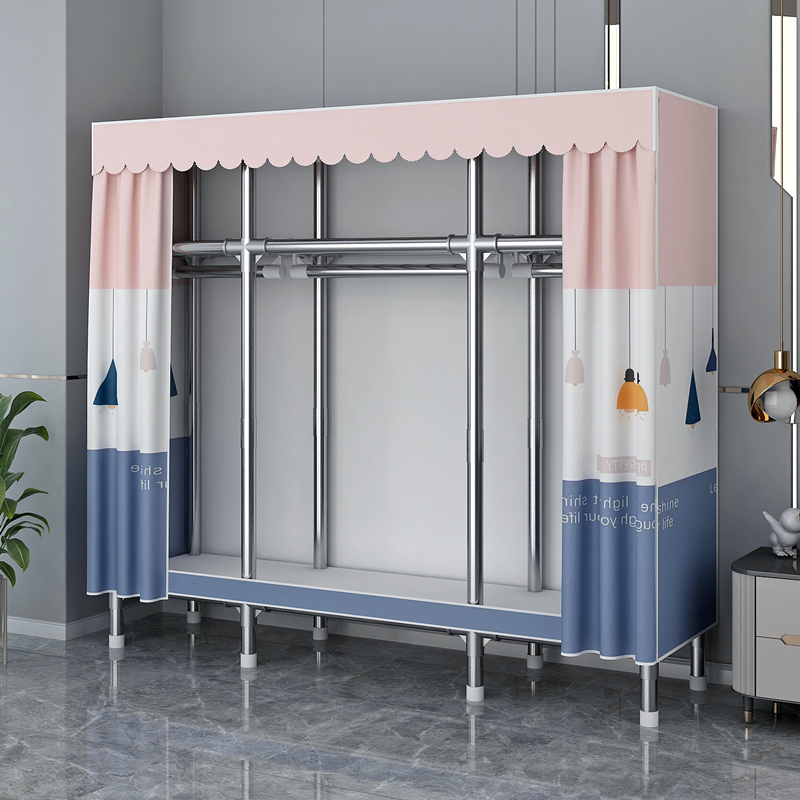 简易衣柜家用卧室组装布衣柜全钢架加粗加厚结实耐用拼装出租房屋