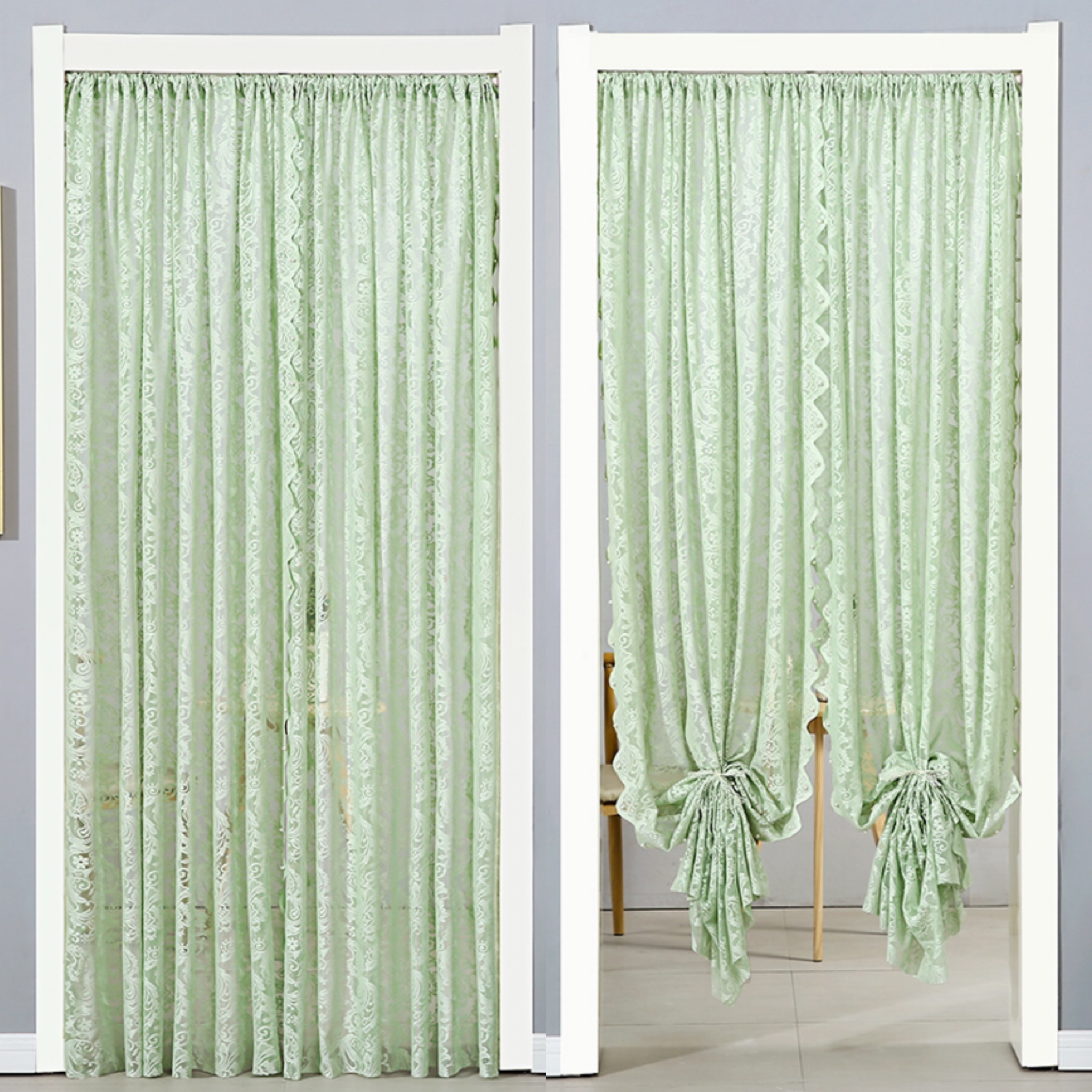 【浪漫满屋】蕾丝门帘法式复古客厅隔断帘防蚊蝇装饰帘子免打孔安装