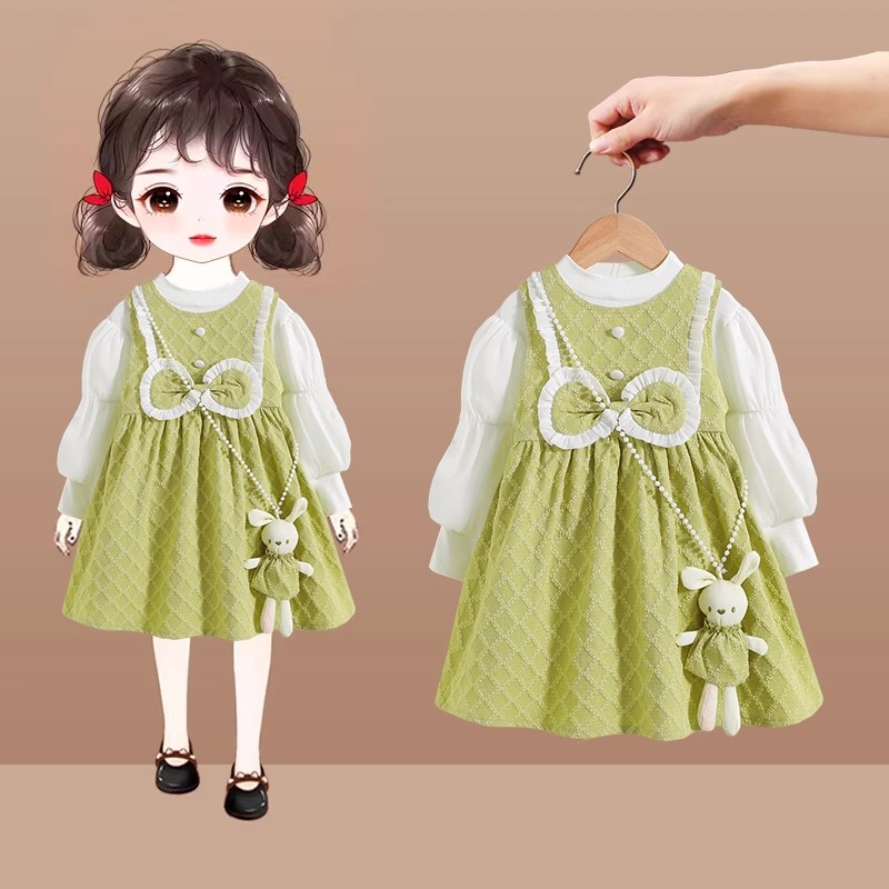 女童装秋季2025新款春秋装宝宝长袖儿童连衣裙时尚套装公主裙韩系