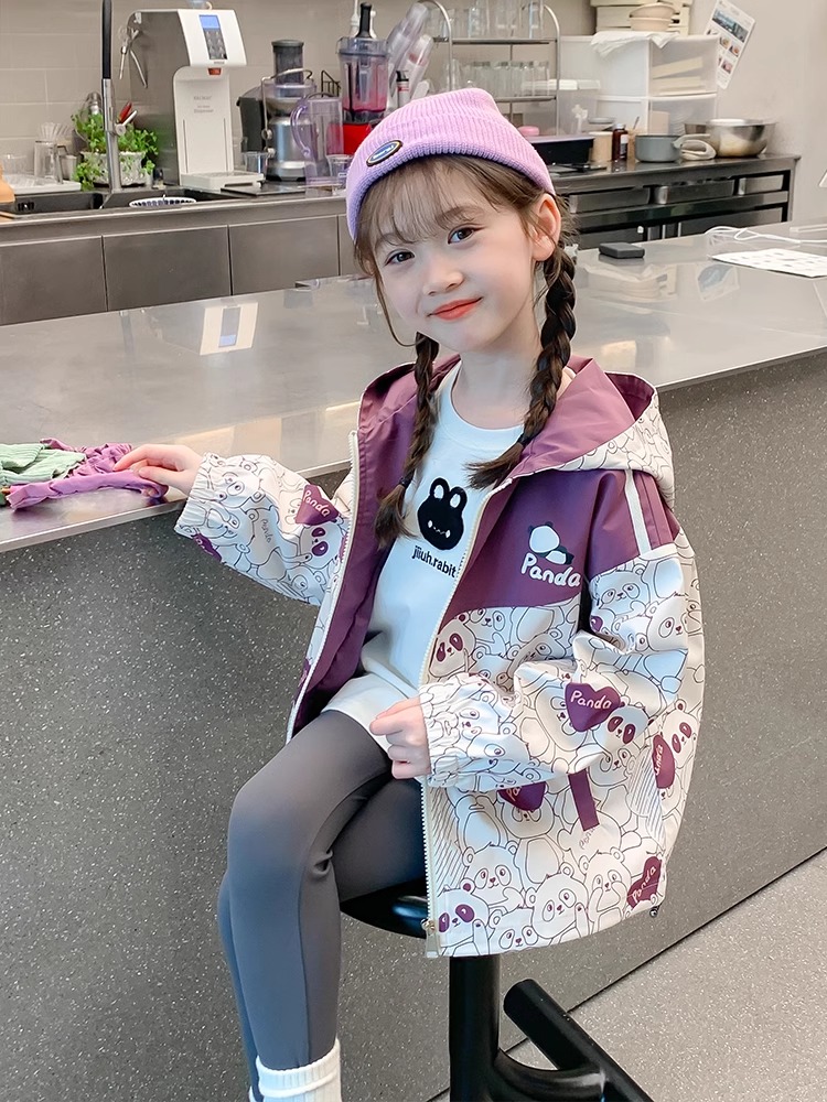 女童2024新款洋气冲锋衣春秋款小女孩时髦春装上衣防风外套