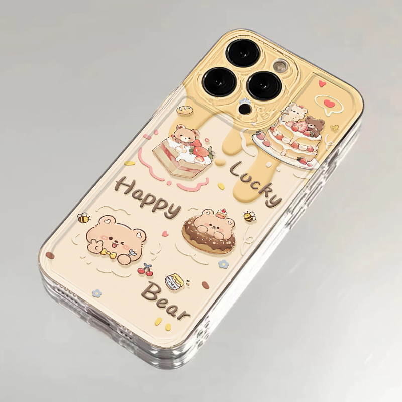 欧克里里奶油小熊太空壳适用苹果16promax手机壳华为vivo小米oppo