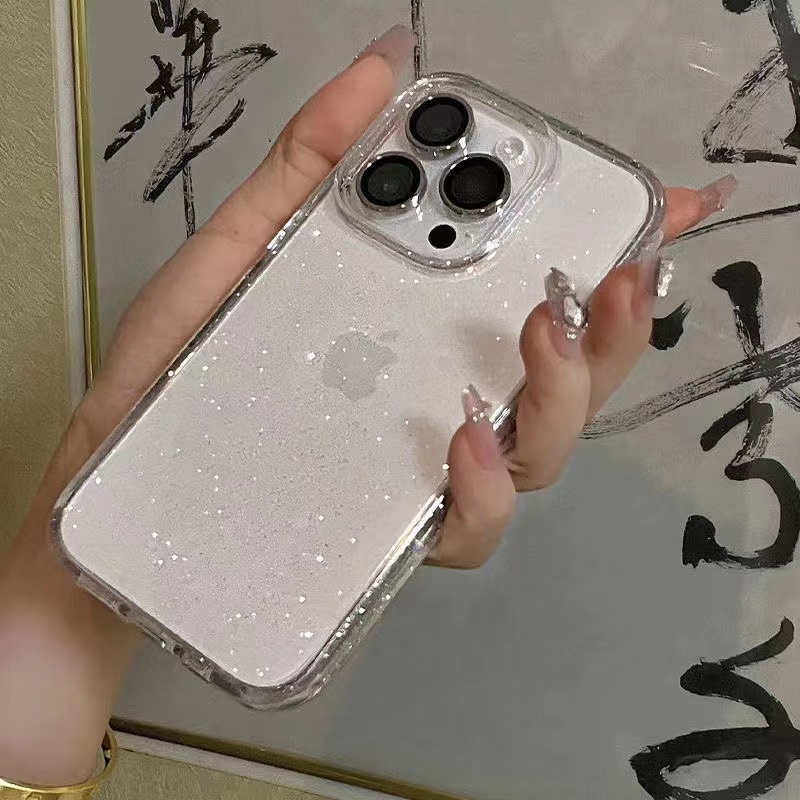 高级细闪苹果16/17promax简约手机壳iphone14/12/13软壳15pro透明