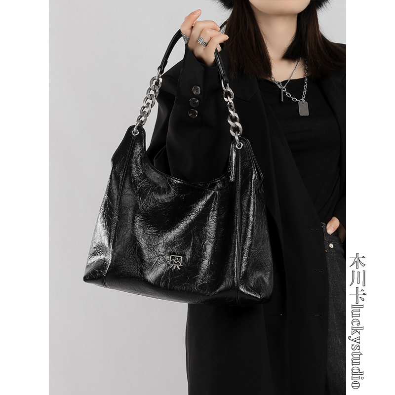 木川卡时尚链条托特包通勤腋下包斜挎包新潮时尚大容量单肩包百搭