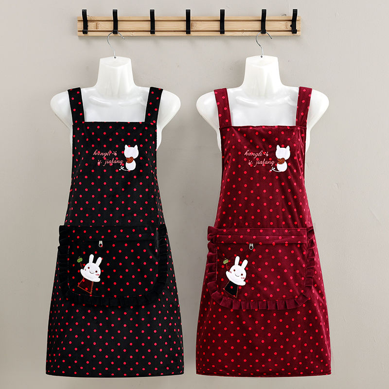 新款双层围裙厨房时尚防油污透气防污上班做饭2024家用工作服