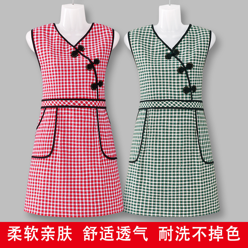 2023新款围裙厨房专用夏季薄款透气上班工作纯棉家用罩衣成人套袖