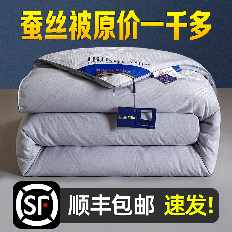 出口A+蚕丝被100桑蚕丝夏凉被正品全棉被芯双人加厚冬被子春秋被