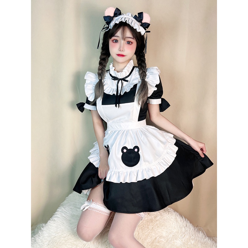 Lolita少女女仆黑白jk洛丽塔cos日系制服性感大码萝莉连衣裙辣妹