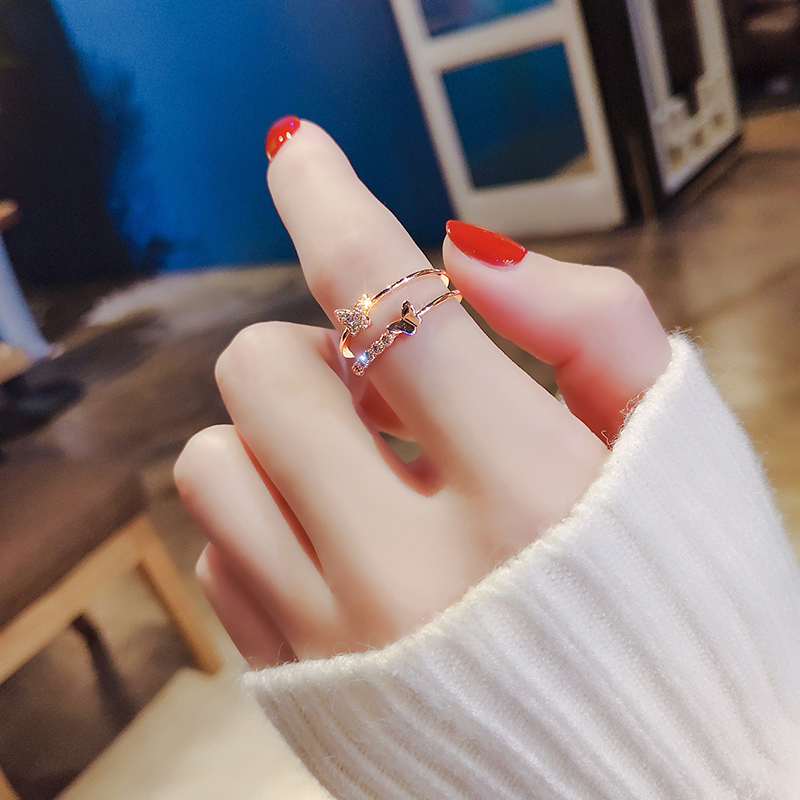 925银戒指 蝴蝶戒指女小众设计高级感不掉色轻奢开口可调节食指戒