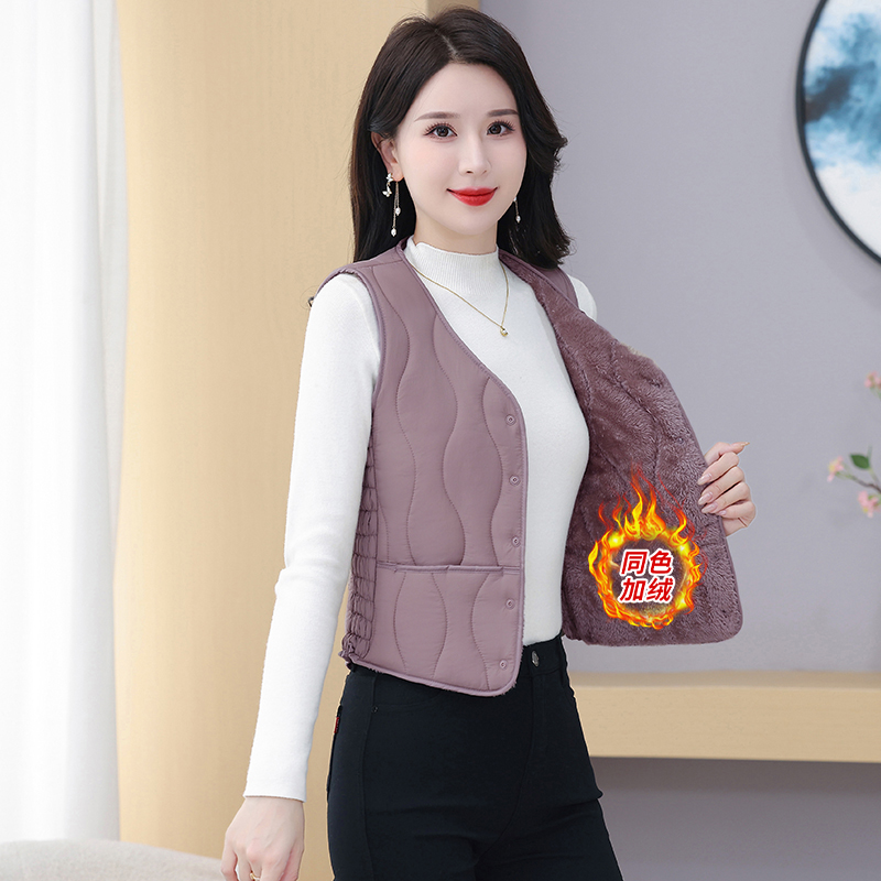 2025女士秋冬新款加绒棉马甲加厚大码中老年内穿保暖棉服马夹背心