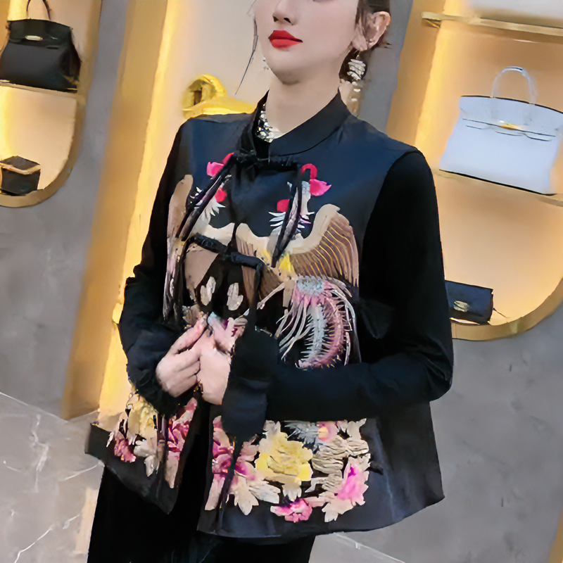 新中式绣花马甲女士秋冬国风盘扣刺绣马夹高档坎肩洋气背心上衣