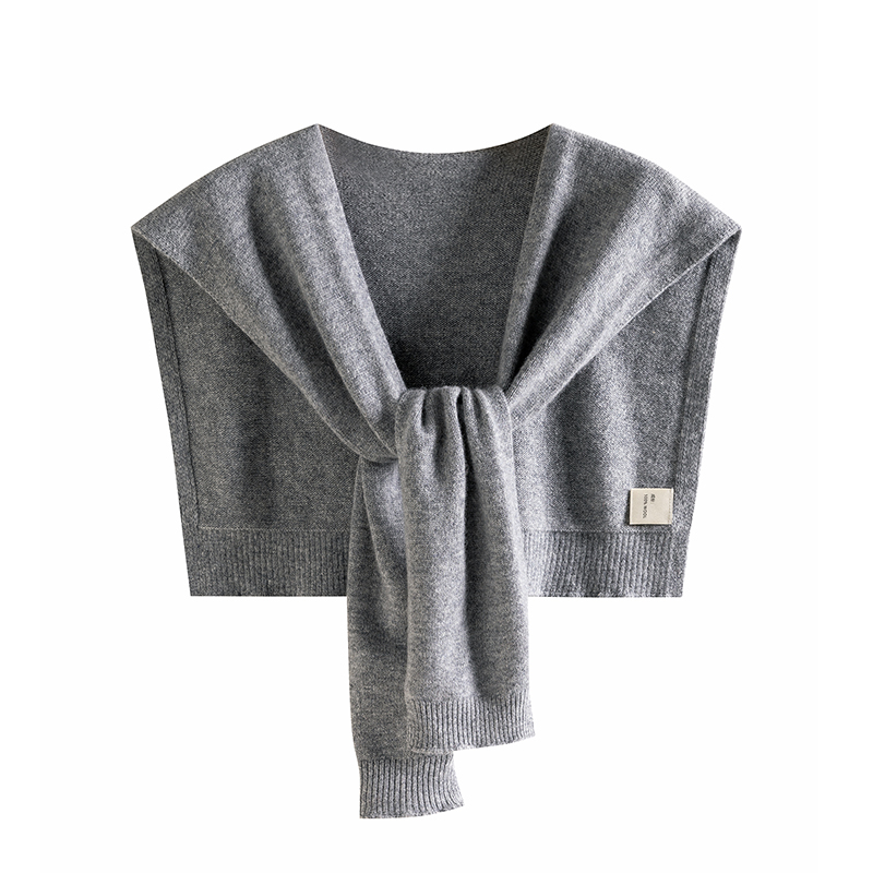 100%纯羊毛高端时尚韩版百搭针织披肩女春秋交叉外搭坎肩搭肩护肩