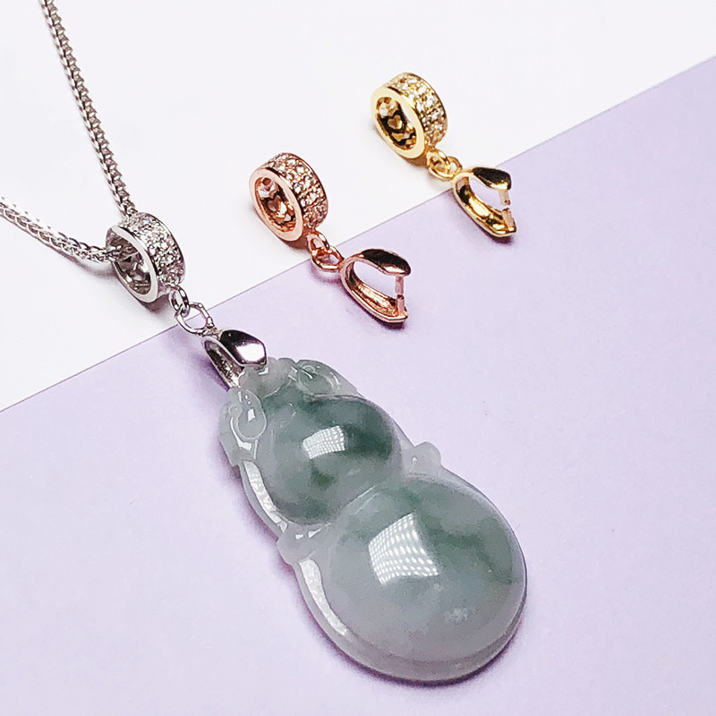 925银银制品 吊坠扣中号5mm厚银扣头佛公斜孔针扣对夹扣百搭挂坠