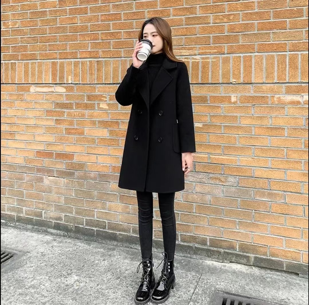【琼姐姐专属-2309】双面绒大衣女小个子韩版中长款百搭显瘦外套