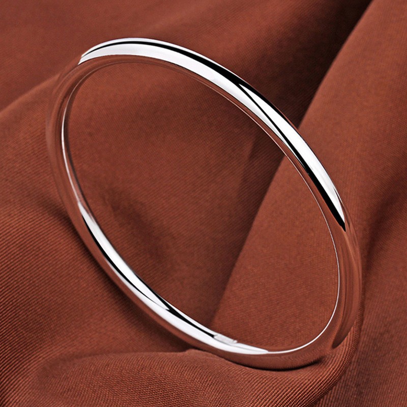 鹿怡 足银手镯 20/30/40/50/60克9999素圈光面银手镯亮面闭口圆棍