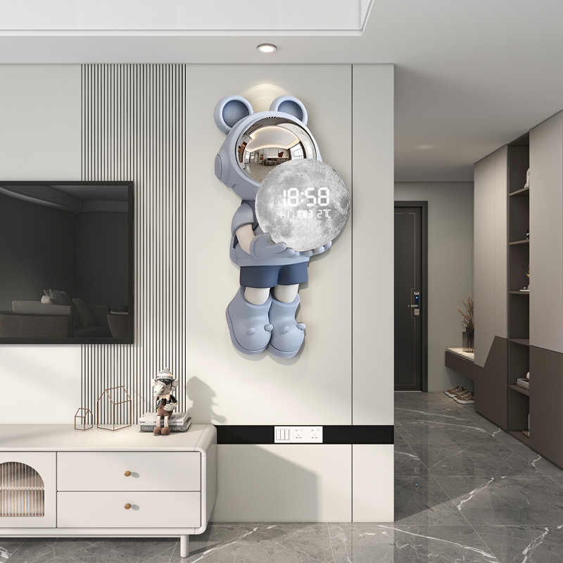 时尚钟表挂钟客厅家用餐厅装饰画简约现代万年历智能电子时钟挂墙