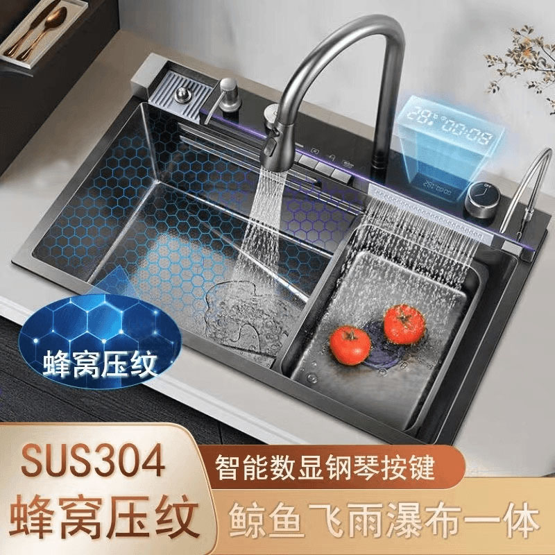 JOMOW洗菜盆厨房家用2025新款鲸鱼飞雨水槽不锈钢厨房单槽洗菜盆