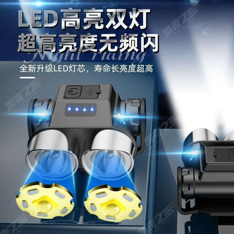 夜骑新款充电炫彩自行车灯强光山地手电筒学生户外通用