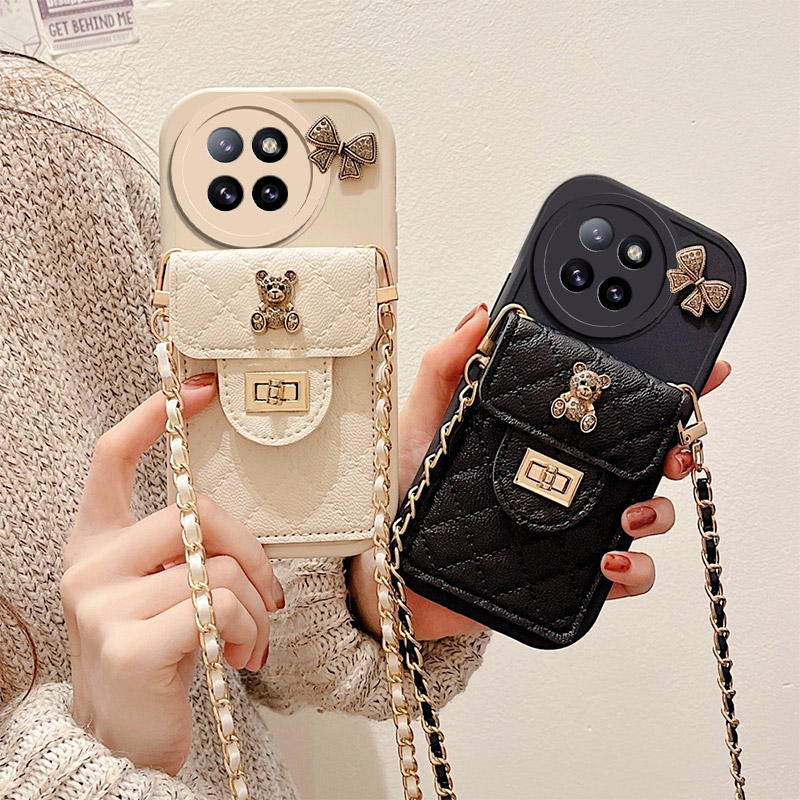 斜挎绳小熊卡包适用小米civi4pro手机壳24053PY09C可爱网红新款奢