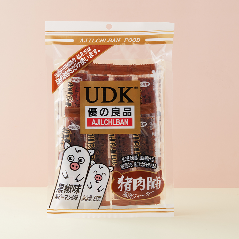 优之良品udk猪肉脯袋装系列黑椒烧烤香辣原味65g解馋追剧必备零食